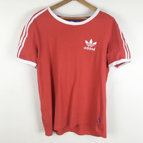 adidas Tops - Adidas ringer trefoil tee red loose fit 0853